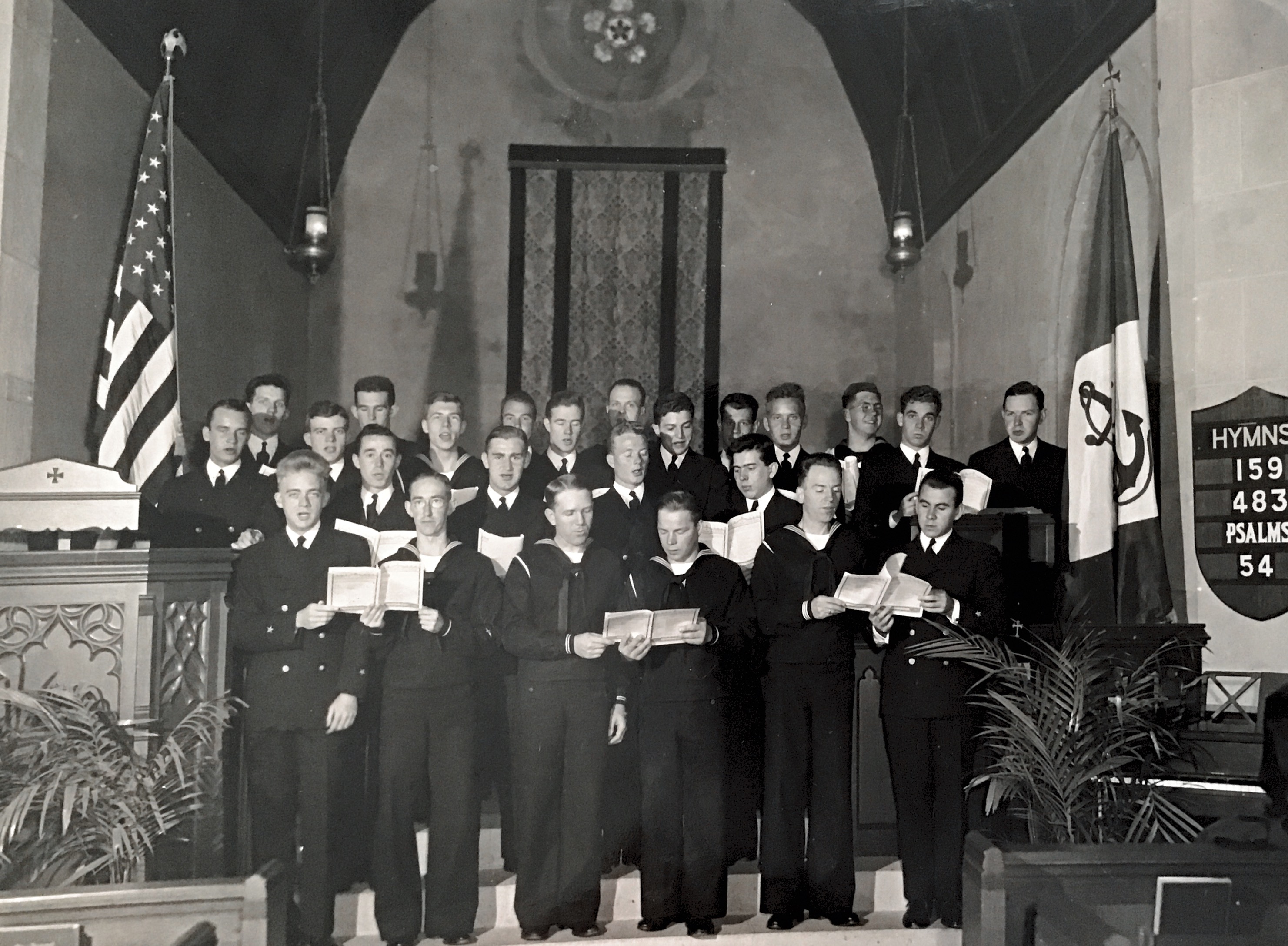 Cadet Choir Naval Air Station Lakehurst, NJ. 1942-1943
A.A.Elliott back row 4th from right