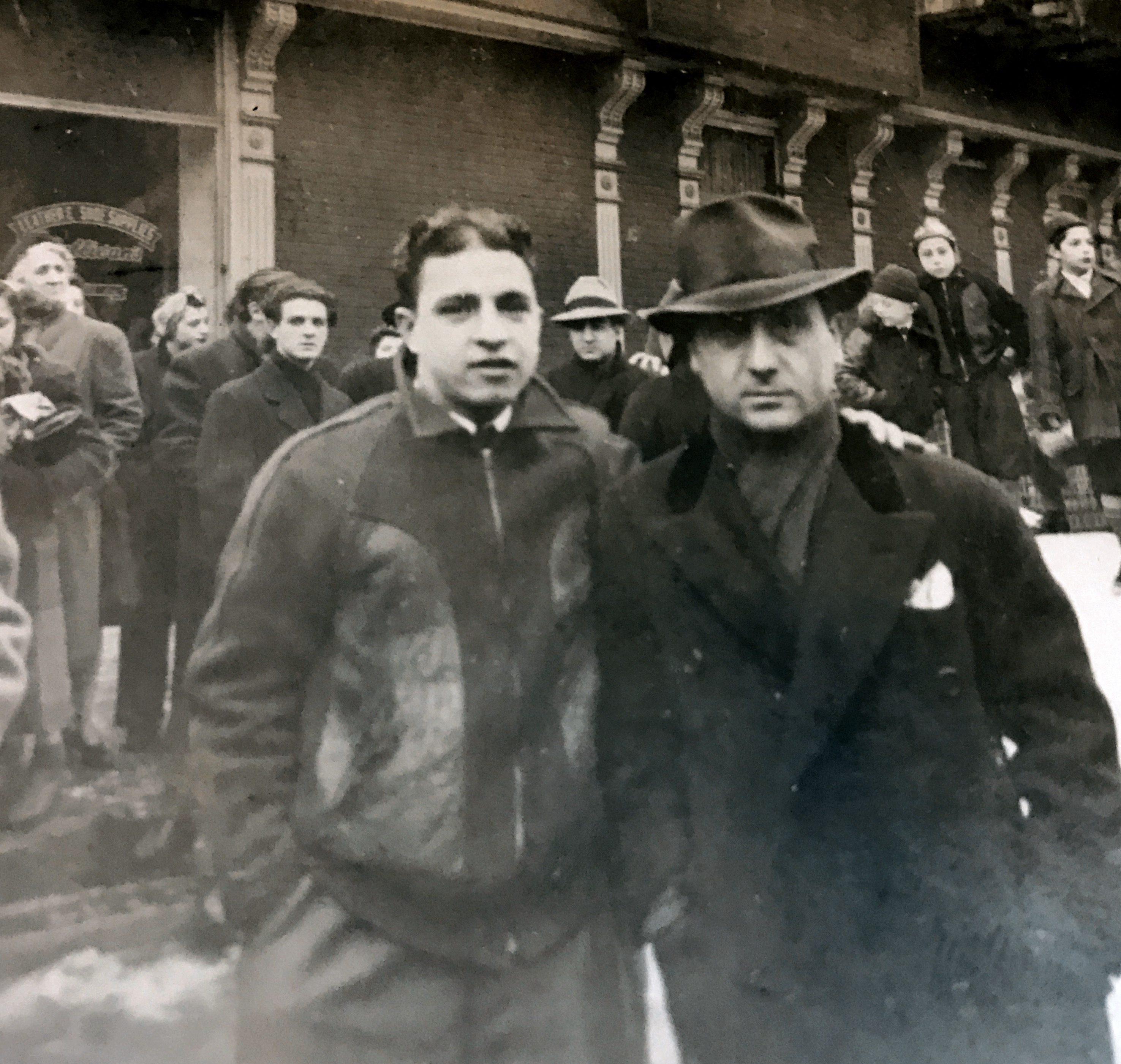 Just before going to reception center Sat Jan 30 1943 Frank Carbone enlisted in Army he is with his Dad Constantino and he is the eldest boy and first to serve but all 6 served