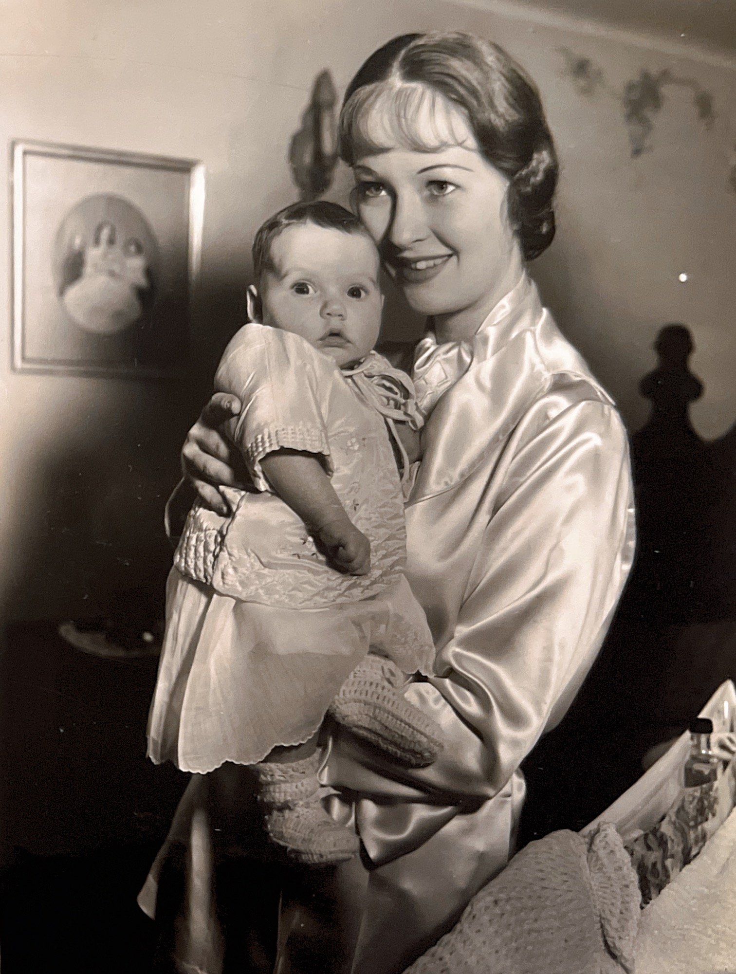 Dolores (at six weeks old) with her mother Evelyn Venable. This photograph was take in January of 1936.