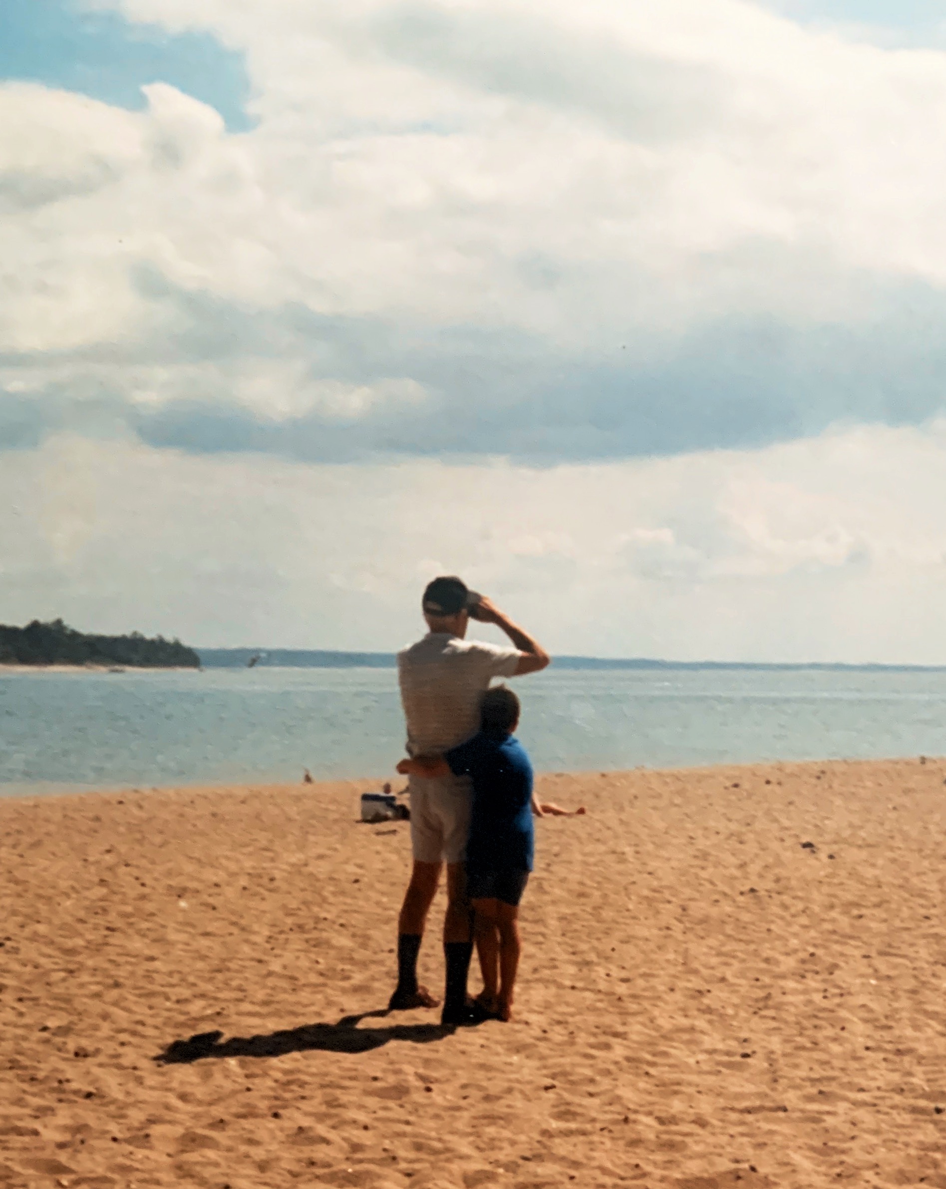 Evan and Poppa at Balm Beach 1988