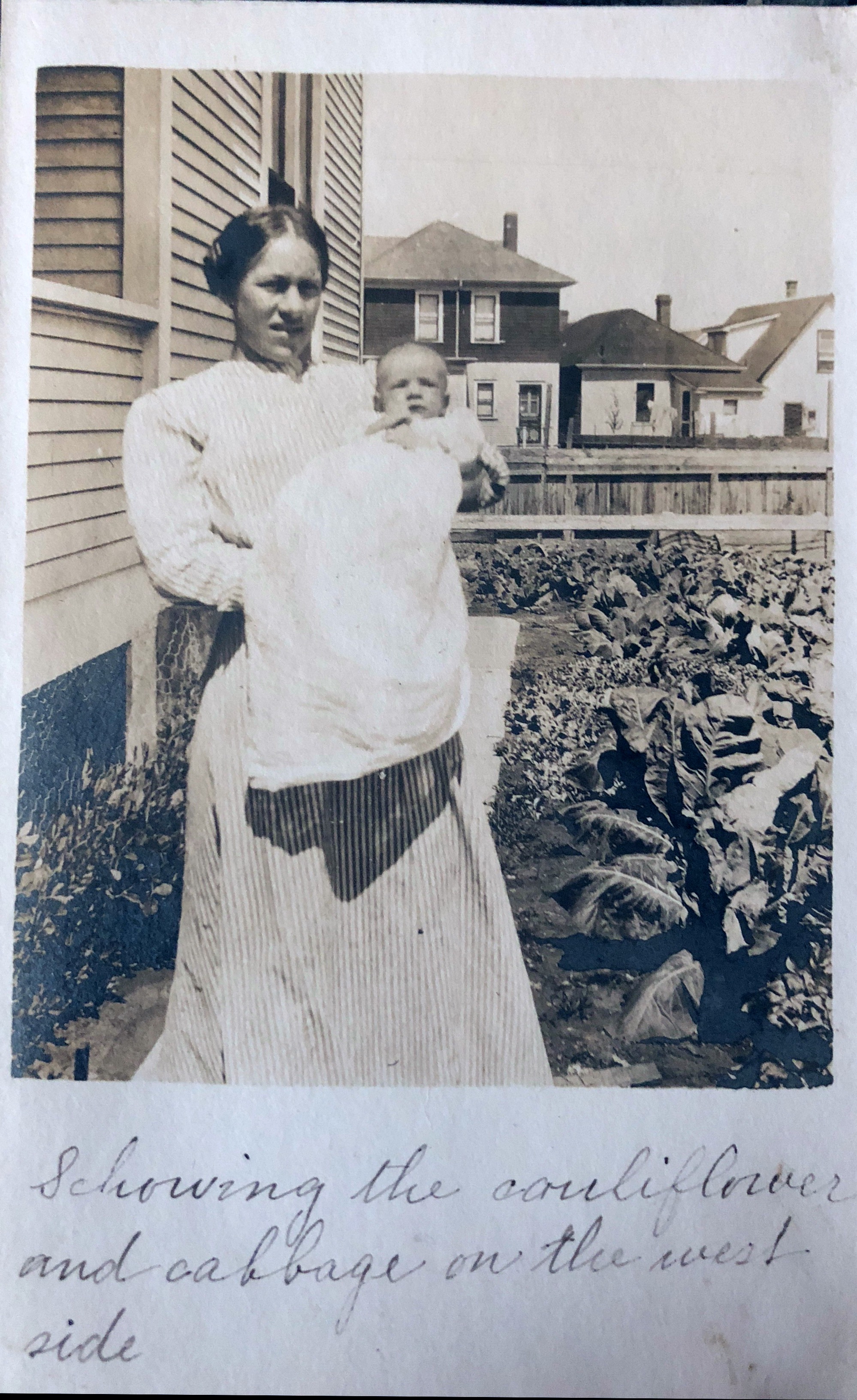 My great grandmother Louise Emile Toebe Wendt with my grandfather as Robert Toebe Wendt as an infant.  Circa Summer, 1913.  Outside of their home in Calgary, AB, Canada